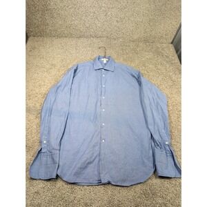 Giorgio Armani Le Collezione Mens Blue Pinstripe Dress Shirt Sz L Made in Italy